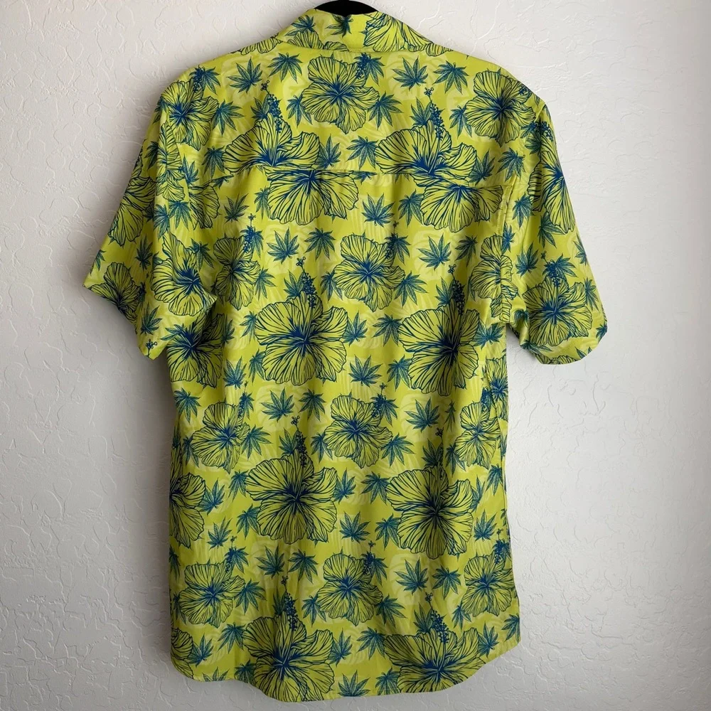 Dixxon Men's Maui Waui Short Sleeve Party Shirt Hibiscus‎ Green Medium